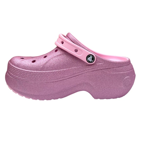 Crocs Womens Mega Wedge Platform Clog Size 7 Rose Glitter Slip-on Water Friendly - Picture 7 of 14